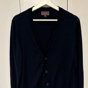 John Lewis Blue Merino Wool Cardigan Sweater - M